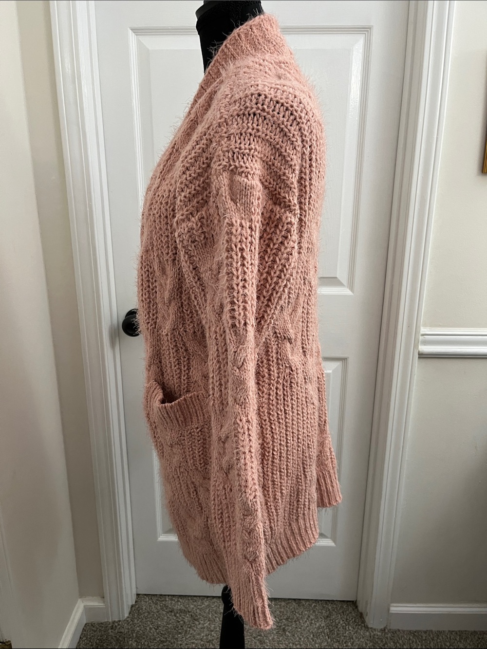 Fate Dusty Pink Cable Knit Cardigan - Picture 4 of 5